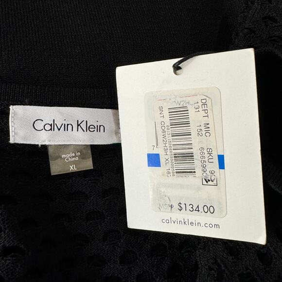 Calvin Klein X-Large Midi Sheath Sweater Dress 3/4 Sleeves Perforated Stretch - Picture 8 of 9